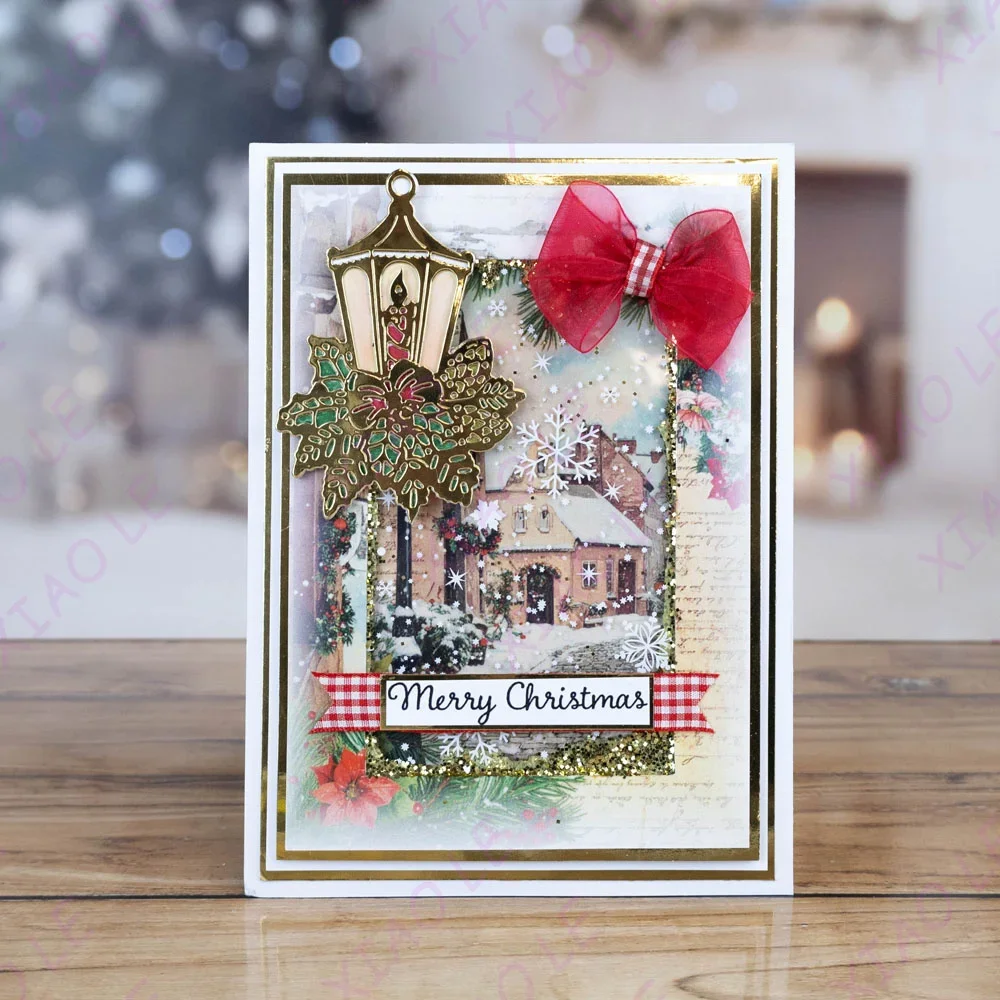 عيد ميلاد سعيد حافة الشتاء توهج يموت المعادن الحرفية قطع يموت Diy بها بنفسك قصاصات ورقية مذكرات الديكور بطاقة اليدوية النقش Ne #3