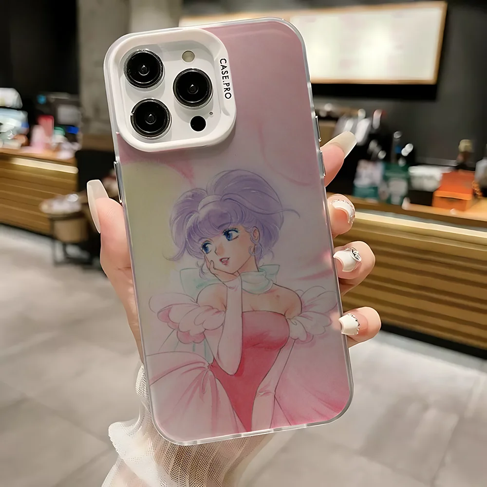 حافظة هاتف C-Creamy Mami Magic لهاتف iPhone 16,15,14,13,12,11,Mini,Pro,SE,MAX غطاء أبيض غير لامع مقاوم للصدمات