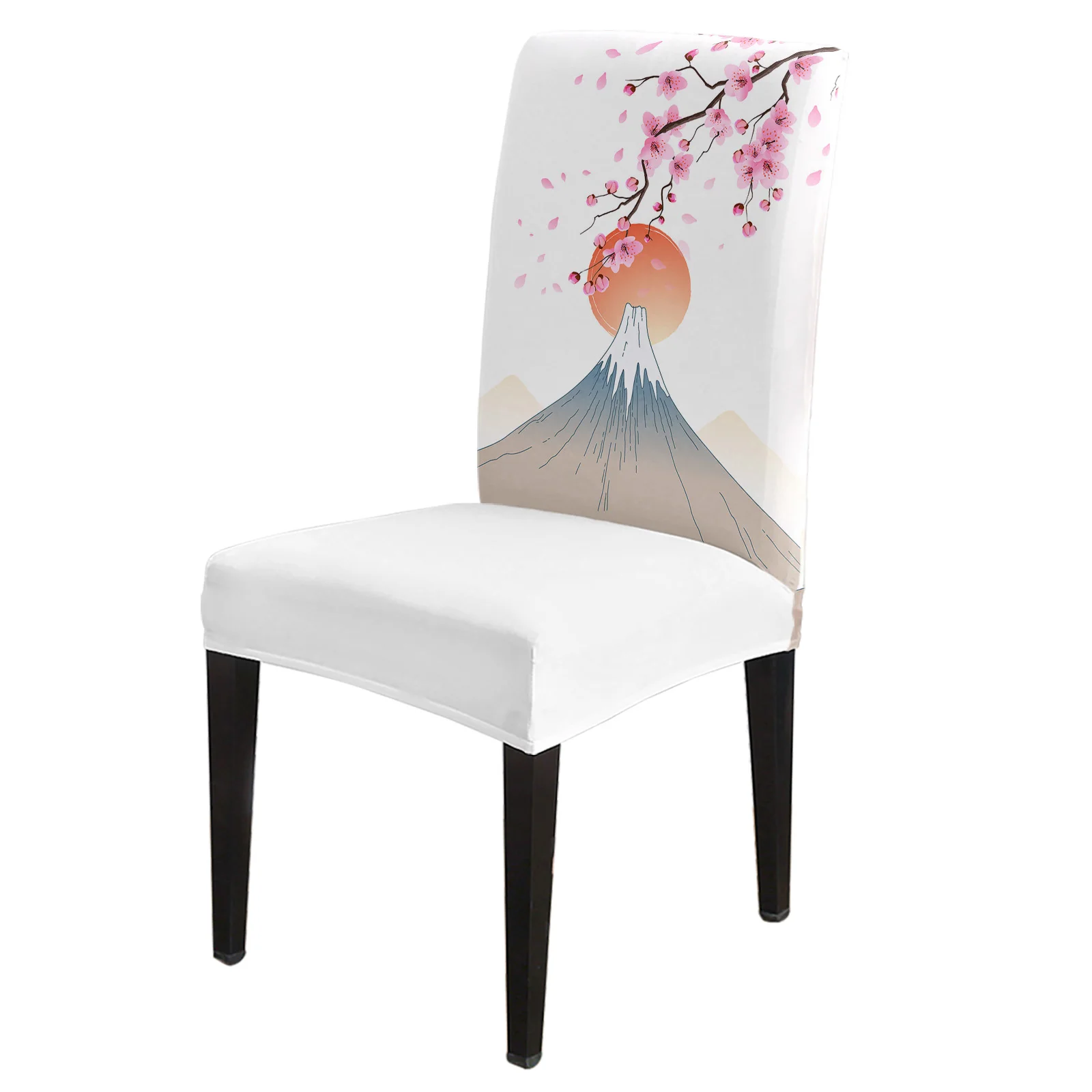 

Japanese Style Mt. Fuji Sakura Chair Cover for Kitchen Seat Dining Chair Covers Stretch Slipcovers for Banquet Hotel Home