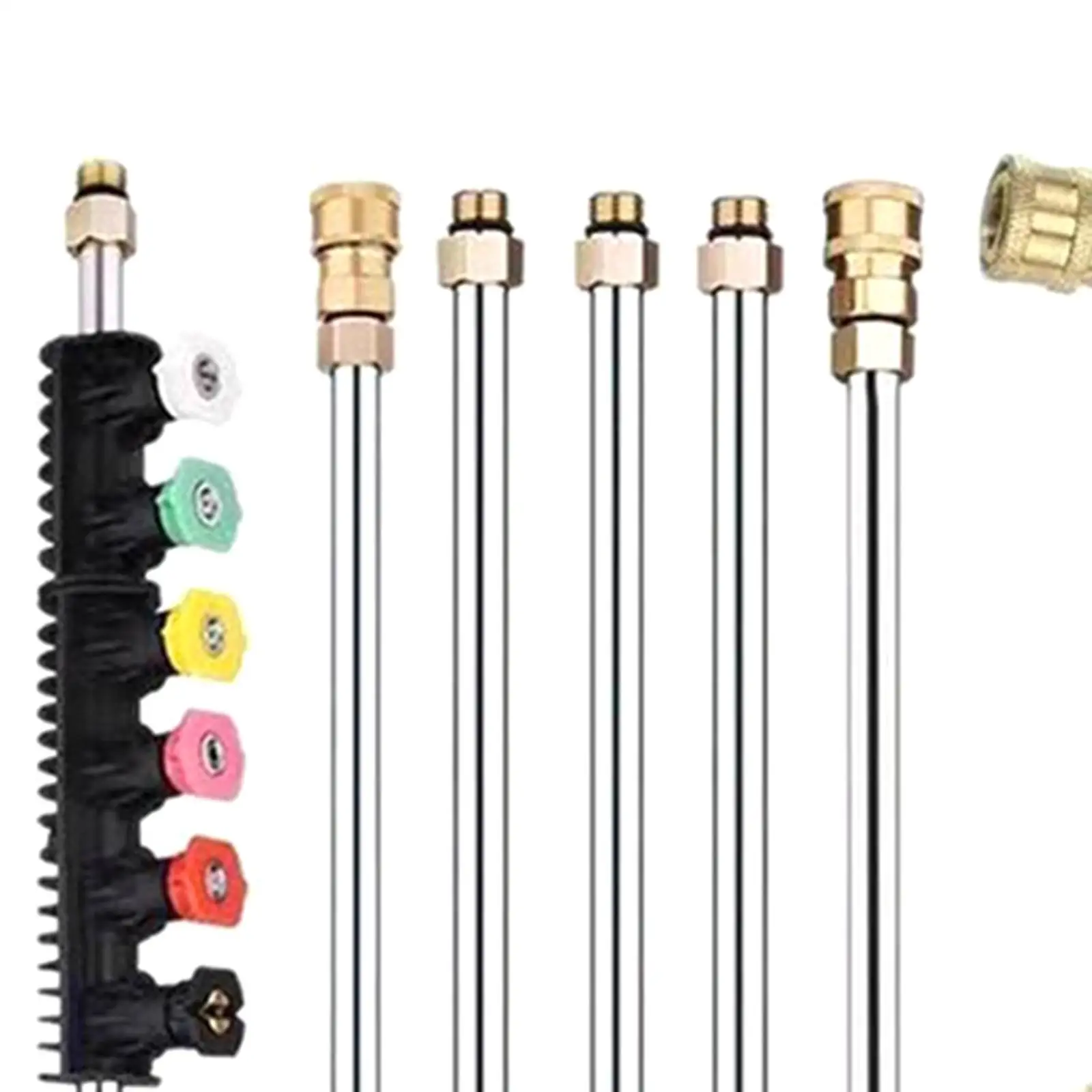 Metal Plastic Brass Washer Extension Rod Kit with 0 15 25 40 65 Degree Nozzles for Car Washing