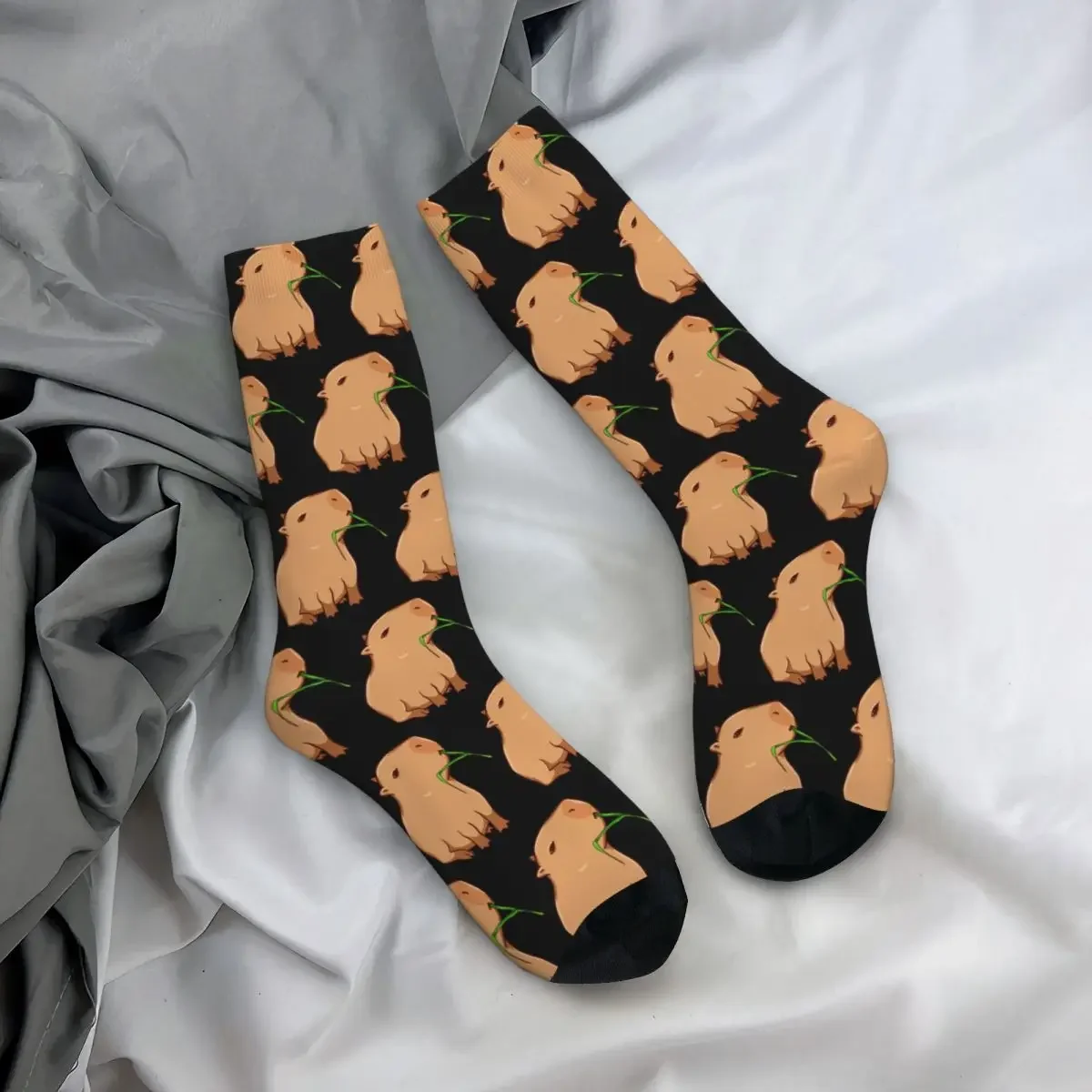 Capybara-Chaussettes longues toutes saisons pour hommes et femmes, chaussettes Eat Your Greens, bas de haute qualité, cadeau d'anniversaire, cuir chevelu