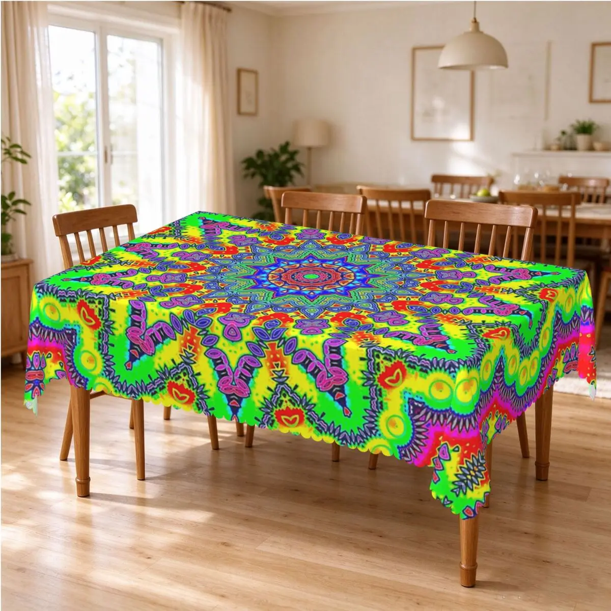 Psychedelic Trippy Acid LSD Art Tablecloth Restaurant Kitchen Rectangular Tablecloth Party Tablecloth Outdoor Dining Table Cover