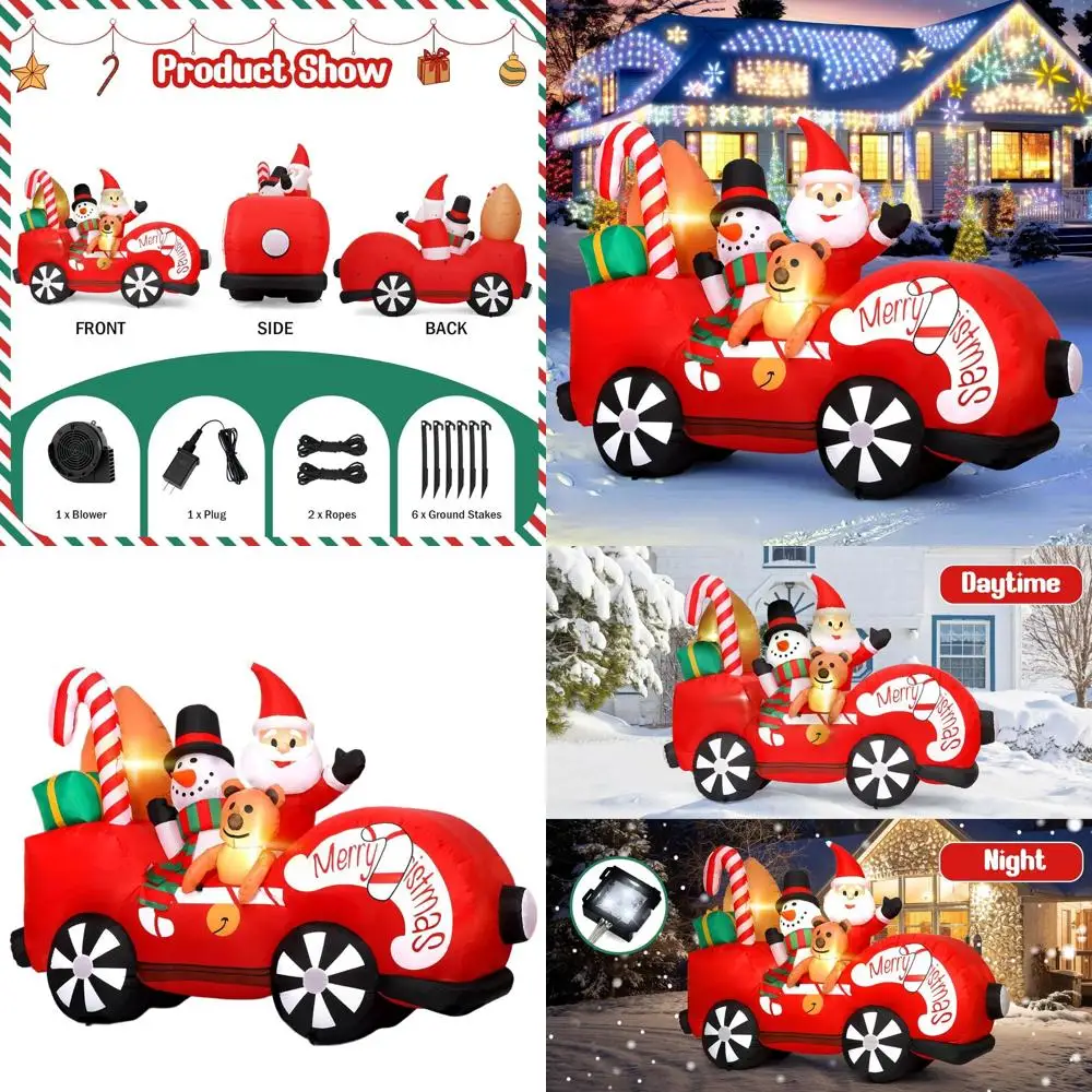 

7-Foot Santa, Snowman & Bear Inflatable Christmas Decoration with LED Lights for Outdoor Lawn and Garden