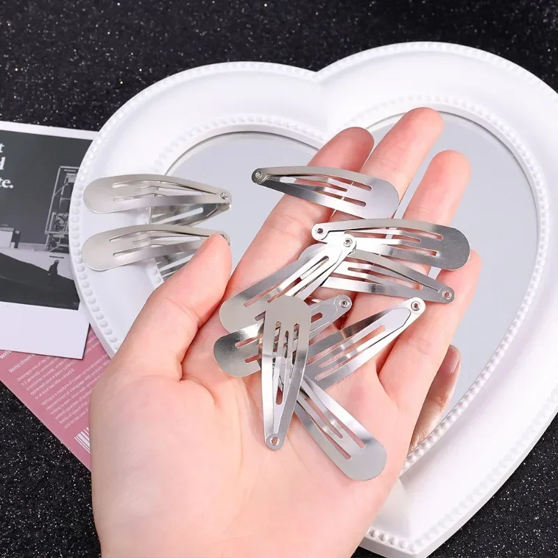 50pcs Silver Metal BB Hair Clips Girls Y2K Punk Drop Shaped Hairpins Hairclips Barrettes Cute Headdress DIY Hair Jewelry Making