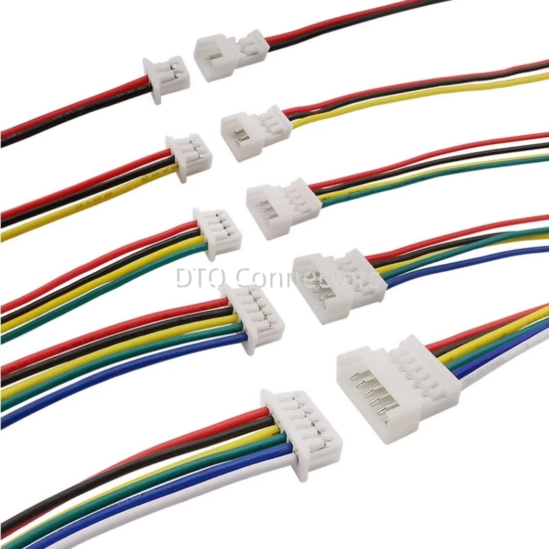 10Pairs JST 1.25 Male Female Wire Connector Pitch 1.25mm 2P 3P 4P 5P 6P JST Plug Jack Terminal Cable Connector Length 10CM