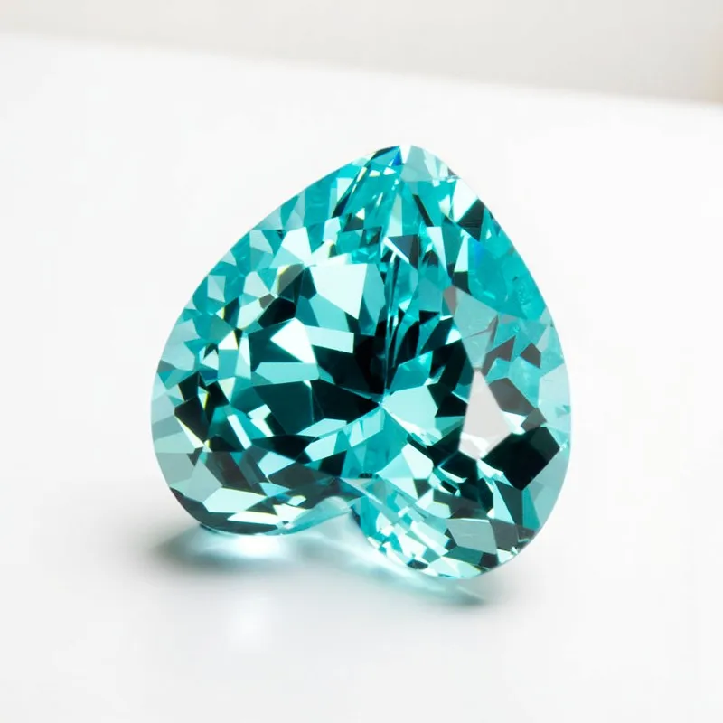 مختبر نمت Paraiba الأحجار الكريمة القلب قطع النيون الأزرق التورمالين الاصطناعية فضفاضة لإعداد المجوهرات وشهادة قابلة للاختيار مخصصة