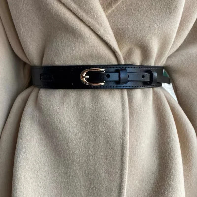 Women's Wide Waist Genuine Leather Belt Coat All-Match Adjustable Women's Outer Sweater Decoration Dresses Cinch Belt