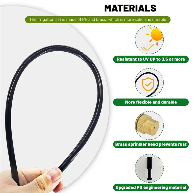 AS60-Garden Irrigation System-50FT Watering System With 15 Nozzles, 360° Adjustable Drip Design