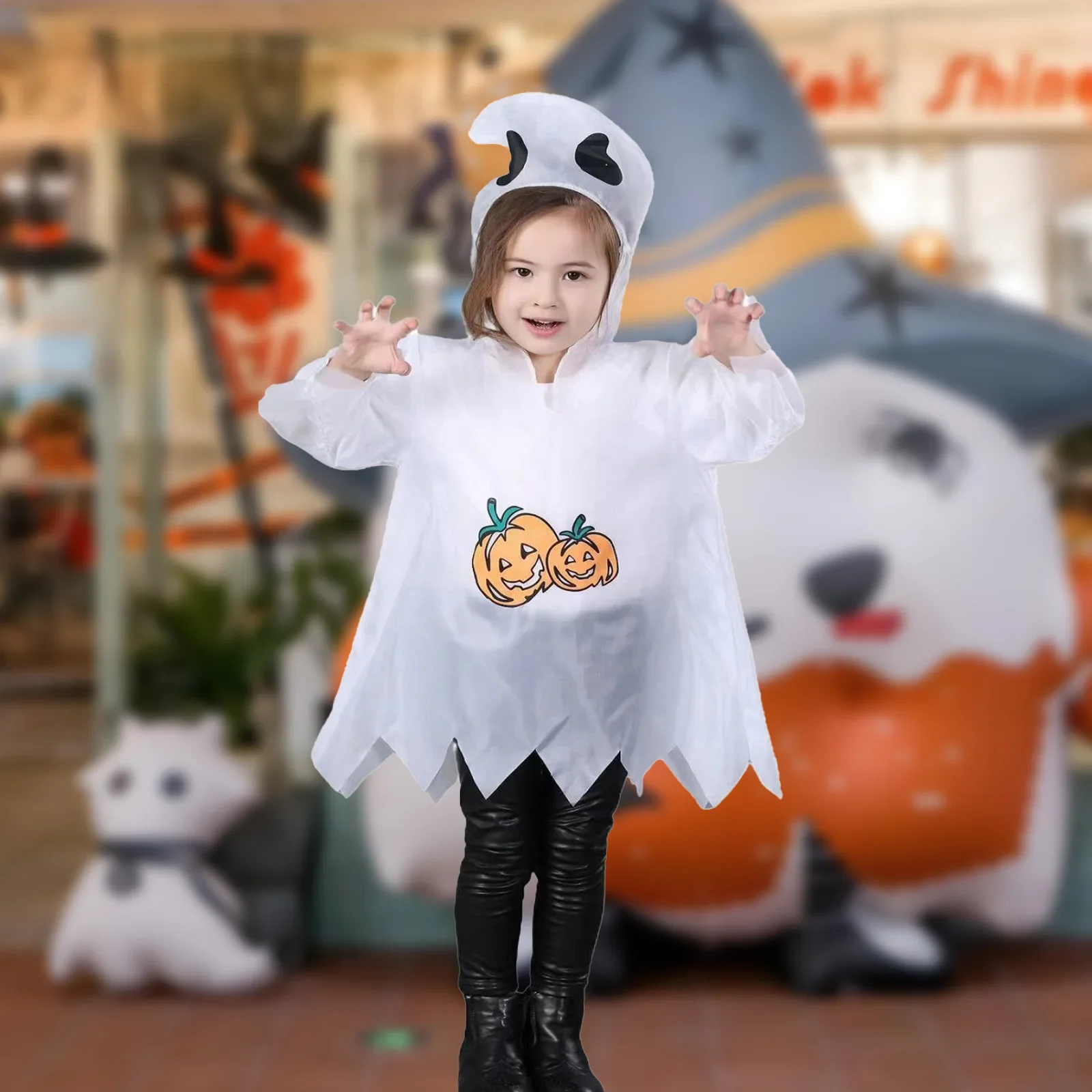 2025年ハロウィン-子供用白いカボチャのマント、仮装、コスプレ、ハロウィン、カーニバル、クリスマスコスチューム
