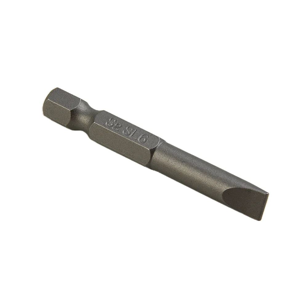 

6Pcs 50mm Slotted Tip Screwdriver Bits Magnetic Alloy Steel 1/4" Hex Shank Bit 2/2.5/3/4/5/6mm Drills Power Tool Accessories