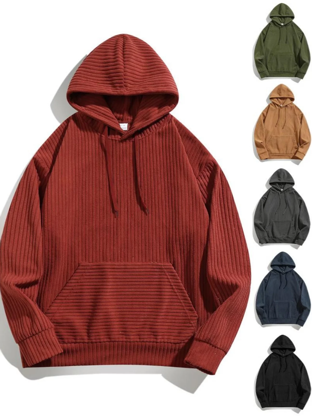 

Men's plus Size Hoodie Coral Velvet Jacket Loose Fit Long Sleeve Casual Wear Autumn Winter Fashion Trendy Color Sweatshirt