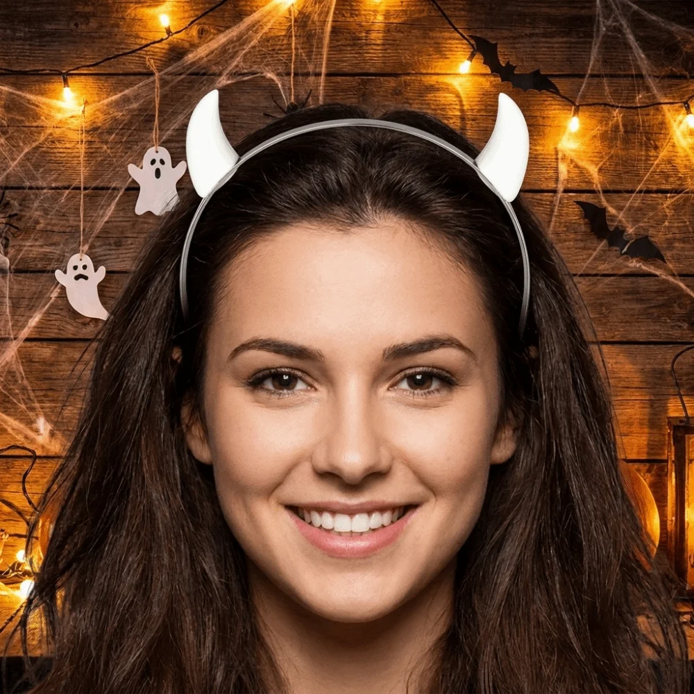 Gothic Animal Devil Horn Hairband Glossy Resin Ox Horn Hair Clips Hair Hoop Alligator-clip Anime Headband Photo Props
