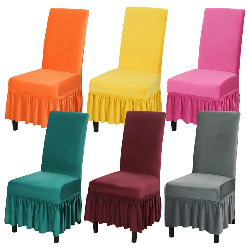 

Solid Color Silver Fox Fur Skirt Dining Chair Cover Elastic Soft Anti-dirty Stool Slipcover Suitable for Room Living Home Decor