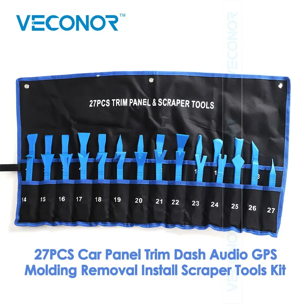 27PCS Car Panel Trim Dash Audio Door Clip ABS Auto Radio Repair Kit Removal Pry Tools GPS Molding Remover Install Scraper Tools