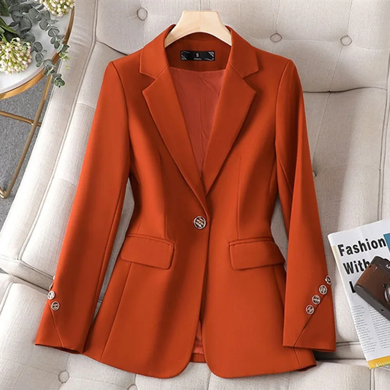 Hochwertige Damen Blazer Jacke Frauen solide Langarm Business Arbeit tragen formelle Anzug Mantel Frühling Herbst weibliche Oberbekleidung 4xl