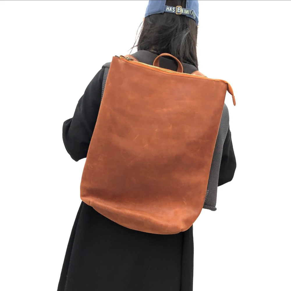 Natural Cow Skin Backpack High Quality Soft Genuine Leather Backpacks for Female Fashion Big Simple Travel Bagpack Mochila