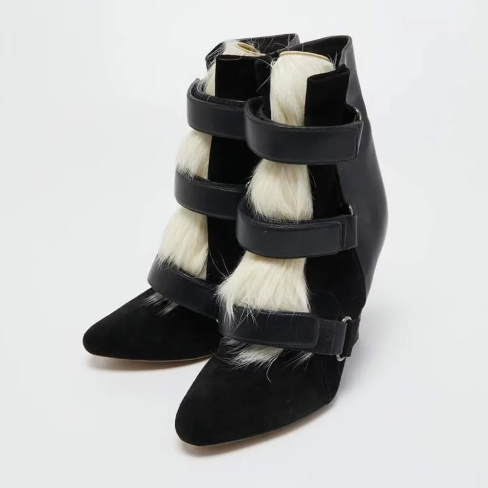 Height Increasing Hook Ankle Boots Sexy Pointed Toe Wedges Suede Mixed Colors New Arrivlas Fashion Wome Modern Boots