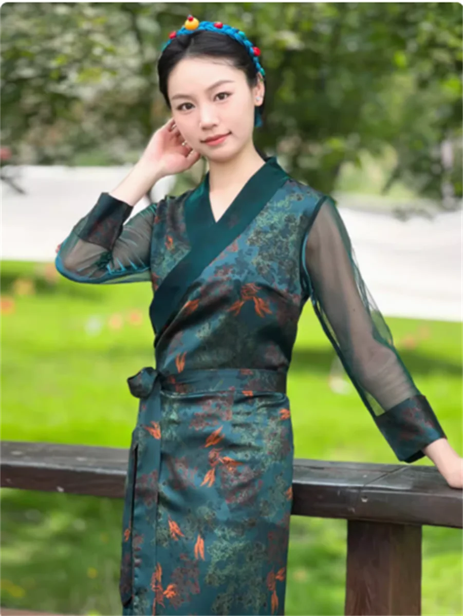 Roupas Xizang tibetanas para mulheres, mangas de fio estilo étnico, verão