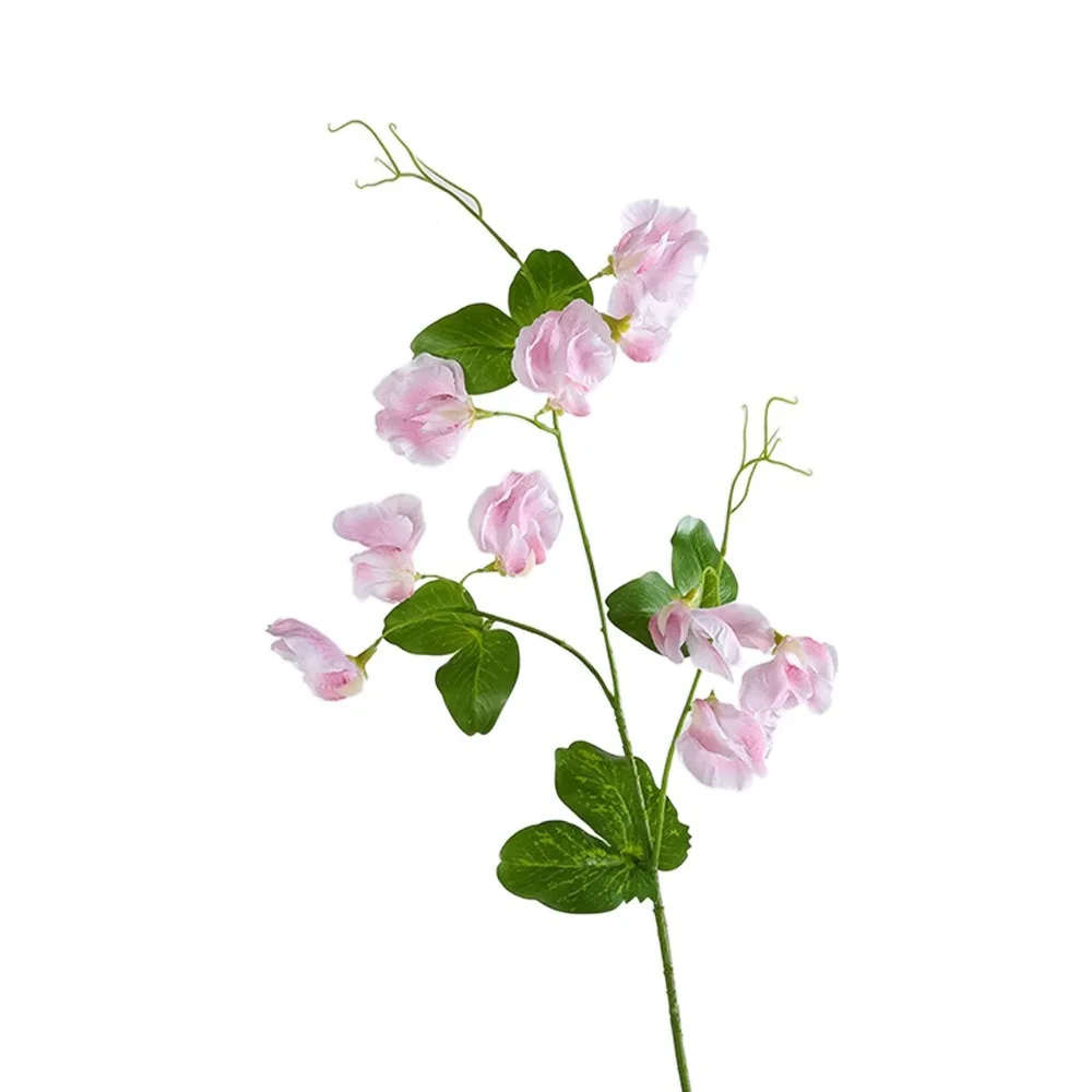 

Green Plant 55cm Artificial Pea Flowers Plastic Real Touch Silk Pea Blossom Branch Elegant Handmade Fake Flower Home Living Room