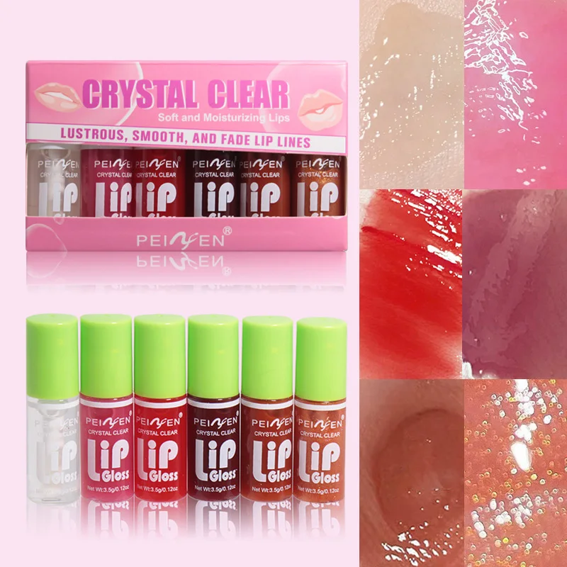 6-Pack Box Lippenbalsemolie Hydraterende Waterdichte Gekleurde Spiegel Lip Glazuur Langdurige Lipbescherming Pudding Lipgloss Make-Up