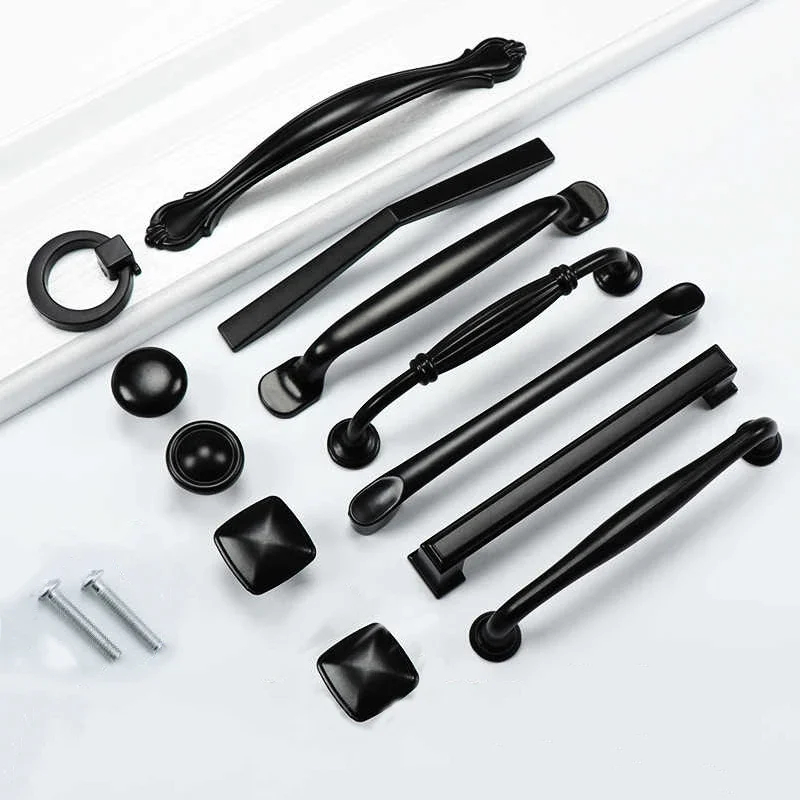 1Pcs Black Handle Aluminum Alloy Cabinet Kitchen Door Handle Storage Cabinet Drawer Handle Furniture Hardware