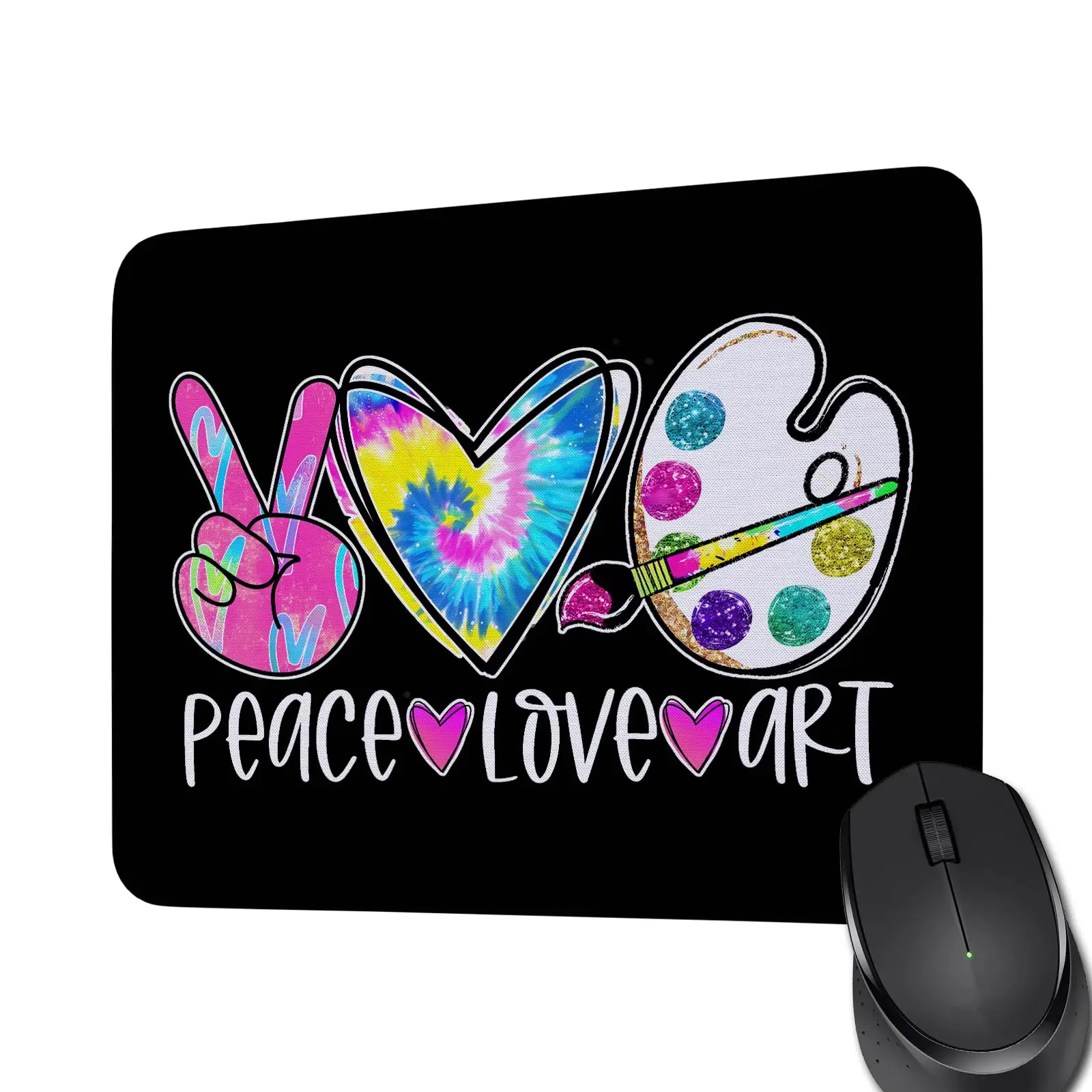 Heißverkauftes, von Peace Love inspiriertes Geschenk, Cartoon-Liebhaber-Geschenk, bequemes Gaming-Mauspad, Mauspad, Tastaturmatten, Schreibtischunterlage, 22 x 18 cm