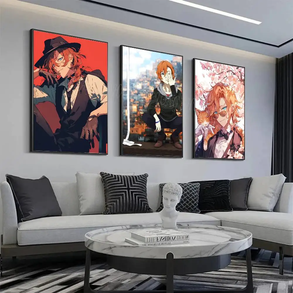 Nakahara Chuuya Anime B-Bungo S-Stray D-Dogs Posters Living Room Bar Cafe Quality Canvas Vintage Style Comics Painting Art Home