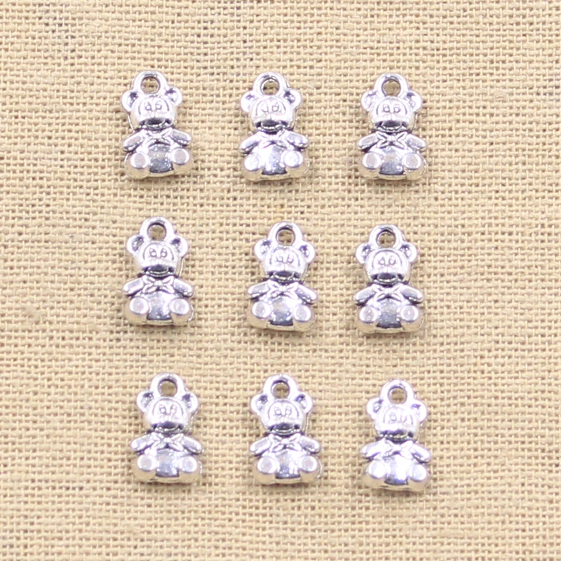30pcs Charms Teddy Bear 11x7mm Antique Making Pendant fit,Vintage Tibetan Silver color,DIY Handmade Jewelry