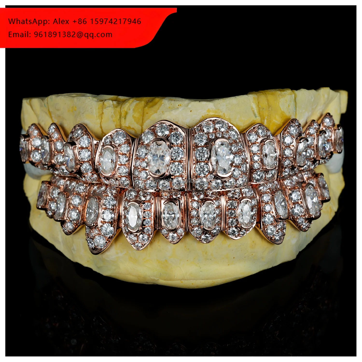

High-end VVS Moissanite Grillz 10 On 10 S925 Silver 10k 14k 18k Solid Rose Gold Iced Out Hip Hop Unisex Certified Teeth