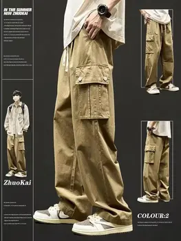 2024 Pantaloni sportivi dritti casual Tuta da uomo di marca alla moda High Street Pantaloni sportivi da uomo allentati Tuta bianca Abbigliamento da uomo Palestra