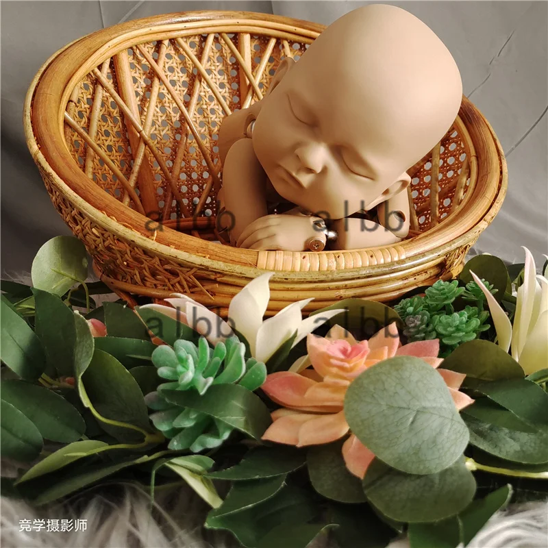 Newborn Baby Photography Props Real Indonesia Cane Webbing Roll Natural Rattan Chair Infants Photo Prop Accessories Background