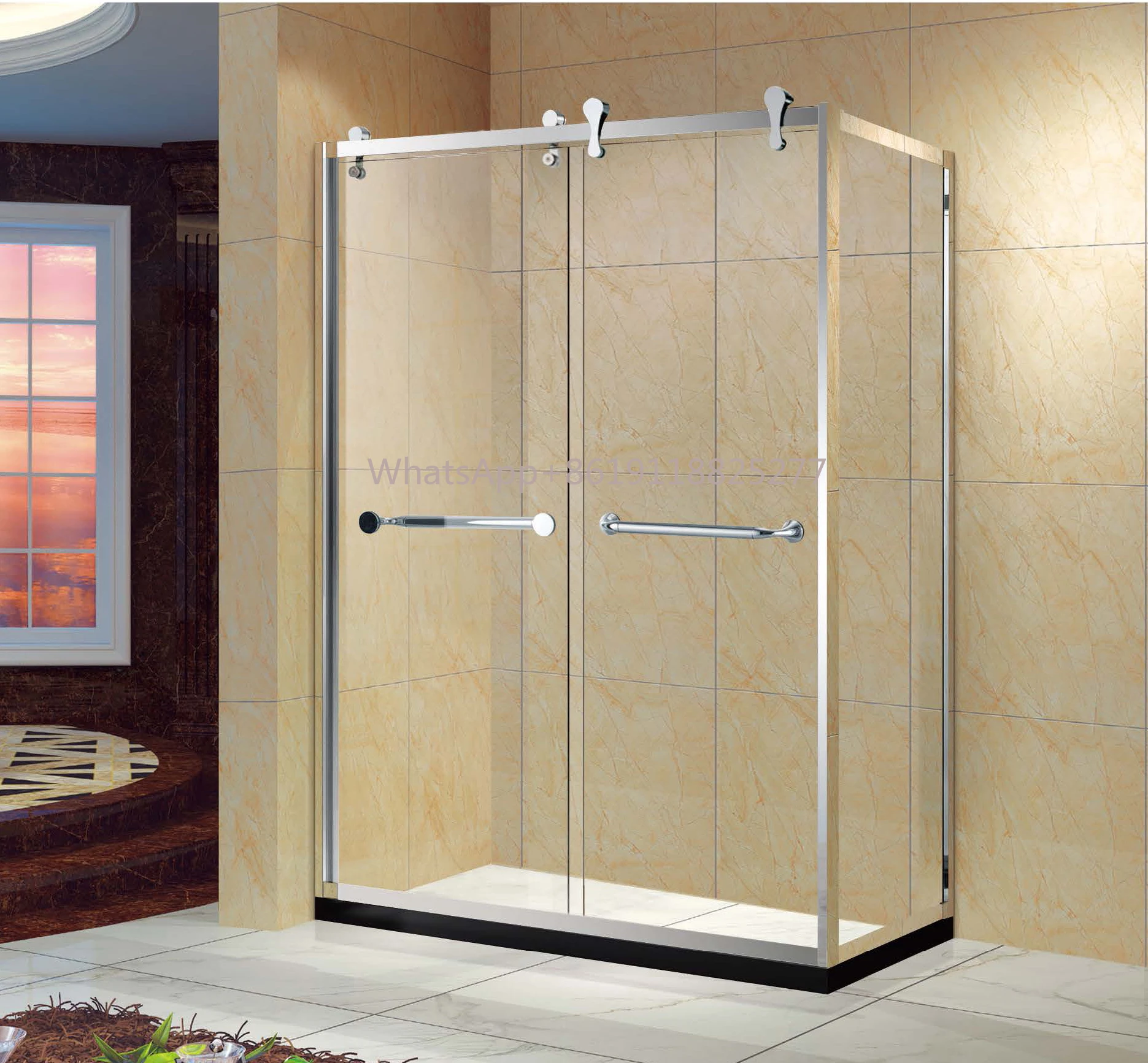 Bathroom Rollaway Shower Bath Screens Modern Design Square Sliding Enclosed Shower Room