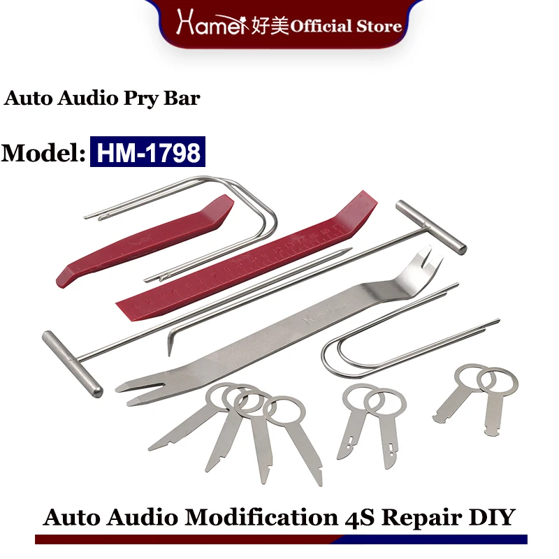 

17PCS Auto Disassembly Door Clip Panel Trim Dash Air Condition Outlet Pry Plate Crowbar Hand Repair Tools Accessories