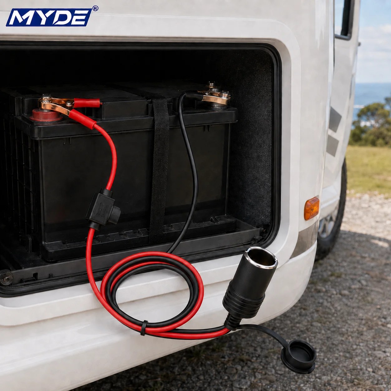 12V 24V Hochleistungs-Batteriekabel mit Krokodilklemmen und Zigarettenanzünder-Adapter mit 10A 20A Sicherung für Auto, Wohnmobil, LKW, Boot – Detail 5