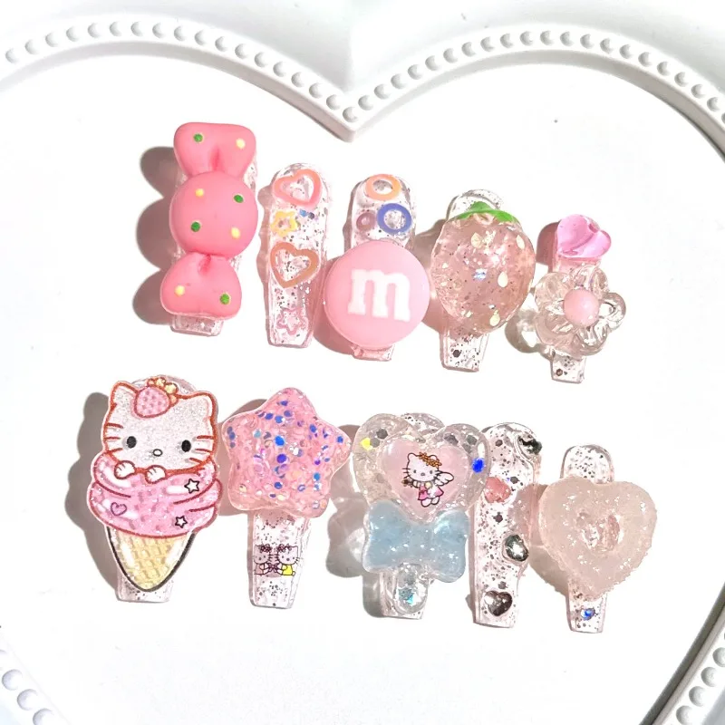 

Hello Kitty Anime Kawaii Sanrio Ins Fashion Handmade Nails Cute Cartoon Nail Stickers Art Patches Decoration Gifts for Girls