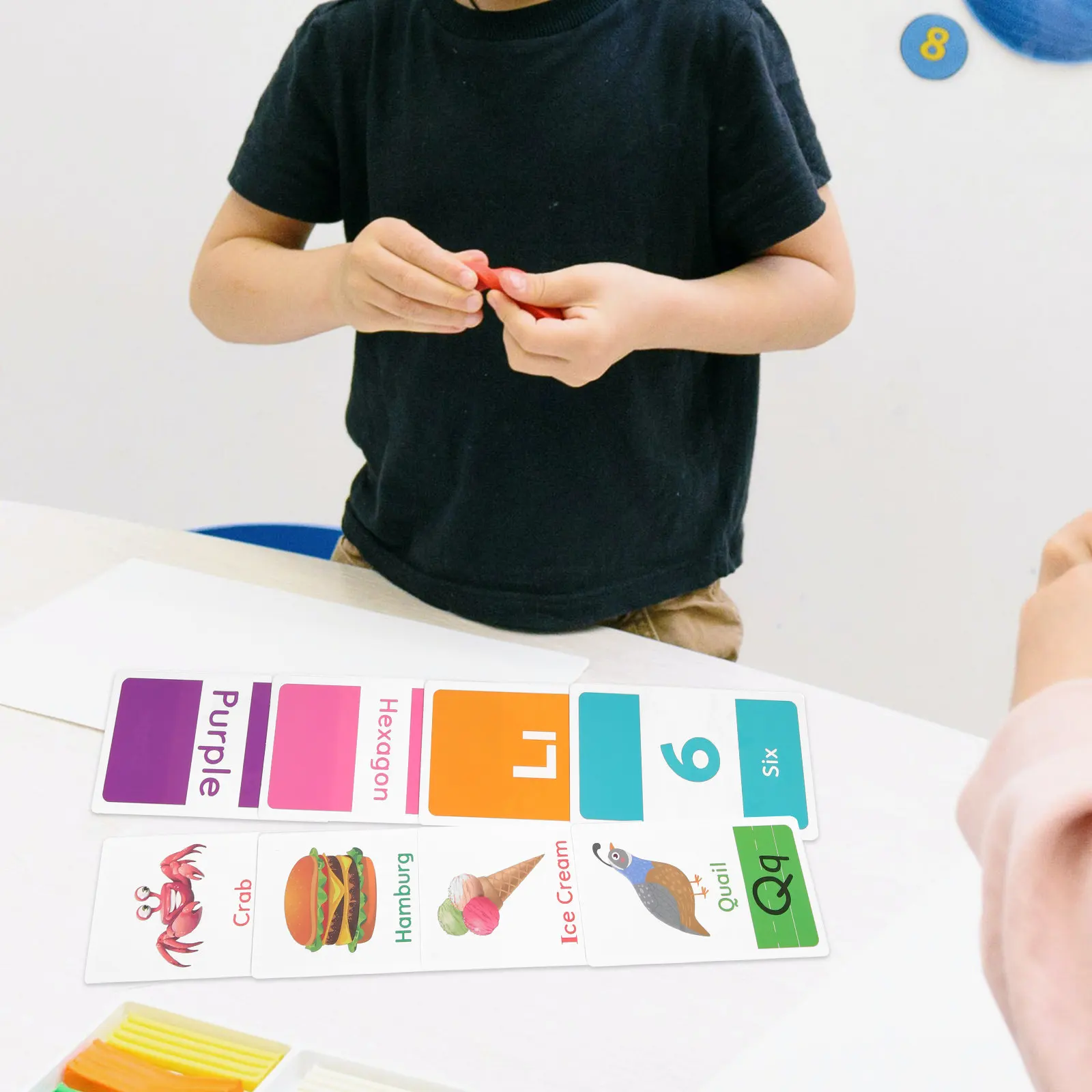 58Pcs Early Education Flash Cards Animal Cognition Color and Shape Learning English Words Double-Sided Portable Kids Educational