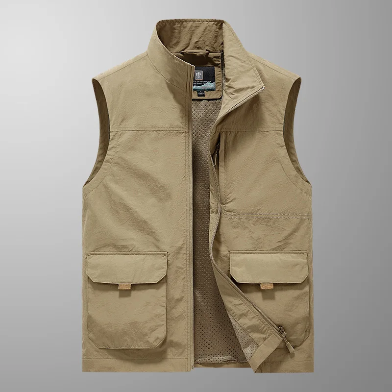 

2024 new quick-drying vest sleeveless waistcoat fishing tooling vest Thin coat large size outdoor multi-pocket vest