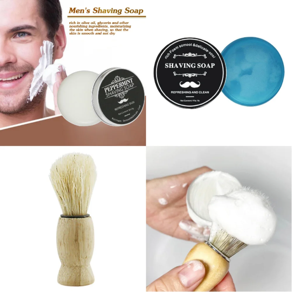 

60g /100g Mint-scented Men's Shaving Soap in an aluminium tin rich-lathering shaving soap Men's Skincare Shaving soap 1pcs