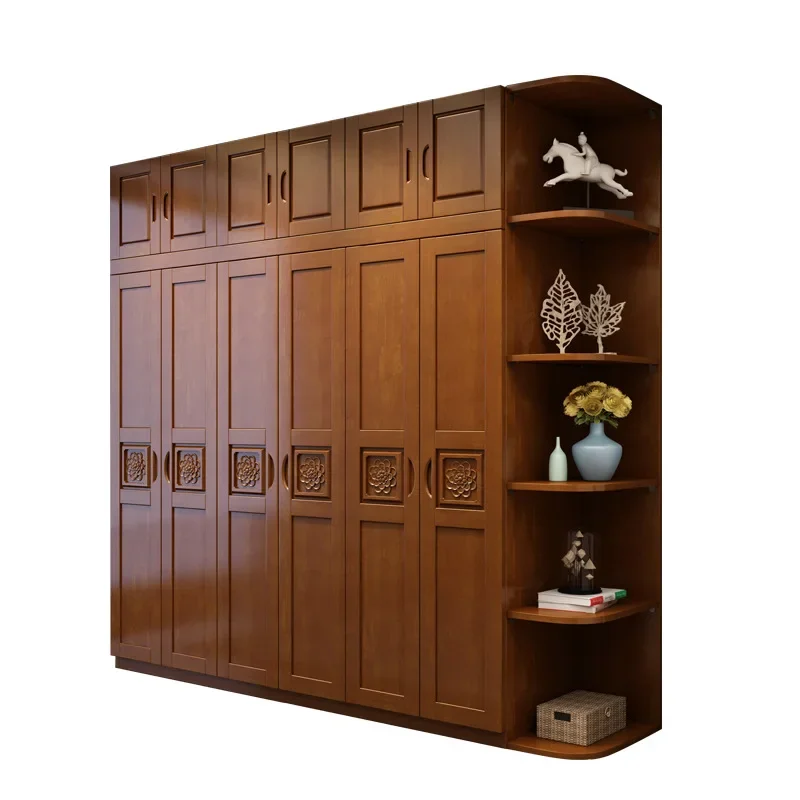 

Chinese solid wood wardrobe, bedroom, modern simple storage cabinet