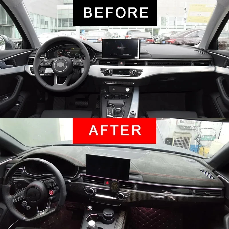 

Custom Car Dashboard Cover Wrap in Alcantara for Audi A4L RS4 A5 2017-2021 Mat Shade Cushion Pad Carpets Accessories