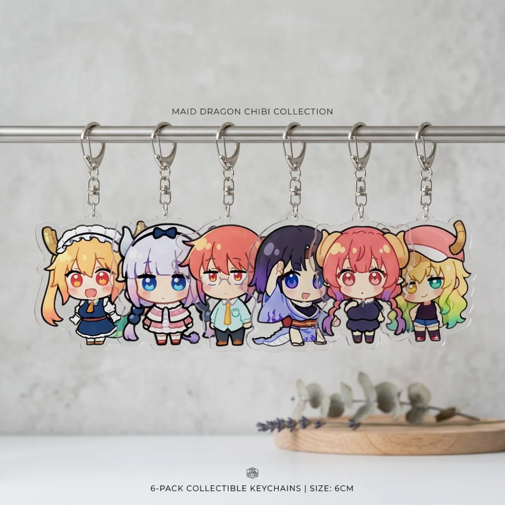 

Miss Kobayashis Dragon Tohru KannaKamui Lucoa Elma Key Chain 6 Styles Arcylic Cartoon Figures Keyrings Anime Accessories