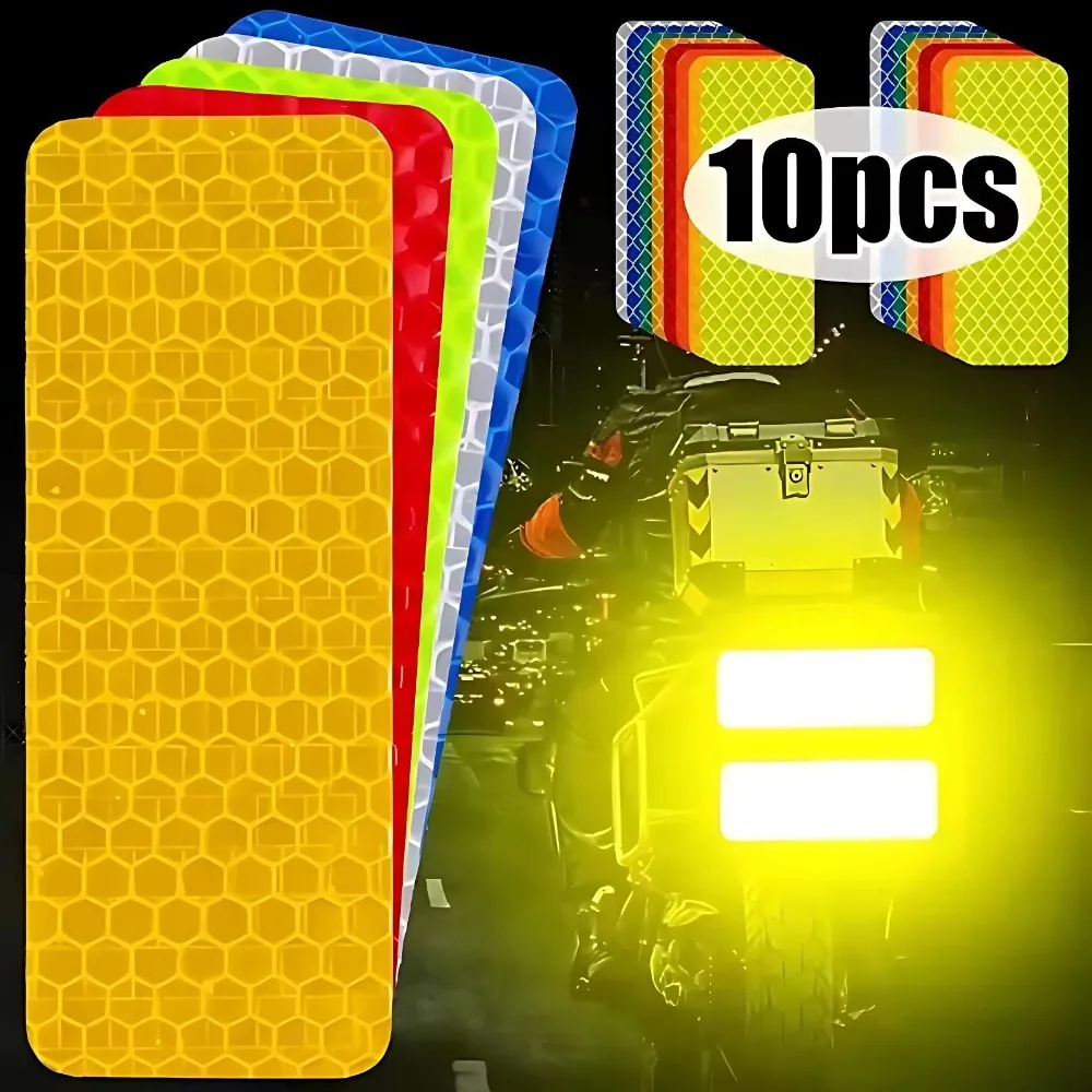 10pcs/set Car Bumper Reflective Safety Strip Stickers Car Reflective Sticker Reflective Warning Safety Tape Night Saftety Mark
