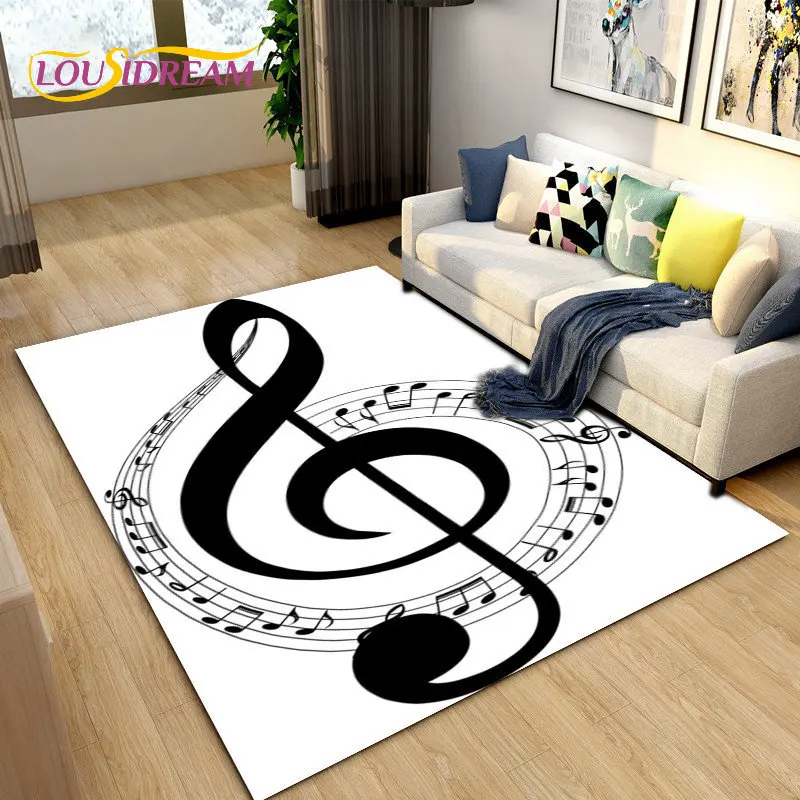 3D Creative Music Notes พรมขนาดใหญ่พรมพรมสำหรับห้องรับแขกห้องนอนโซฟา,ครัวห้องน้ำพรมเช็ดเท้า Non-Slip Mat ของขวัญ