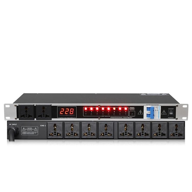 Professional Audio Sound System High Power 40A Stage Performance 8CH 10CH Power Sequencer With Switch