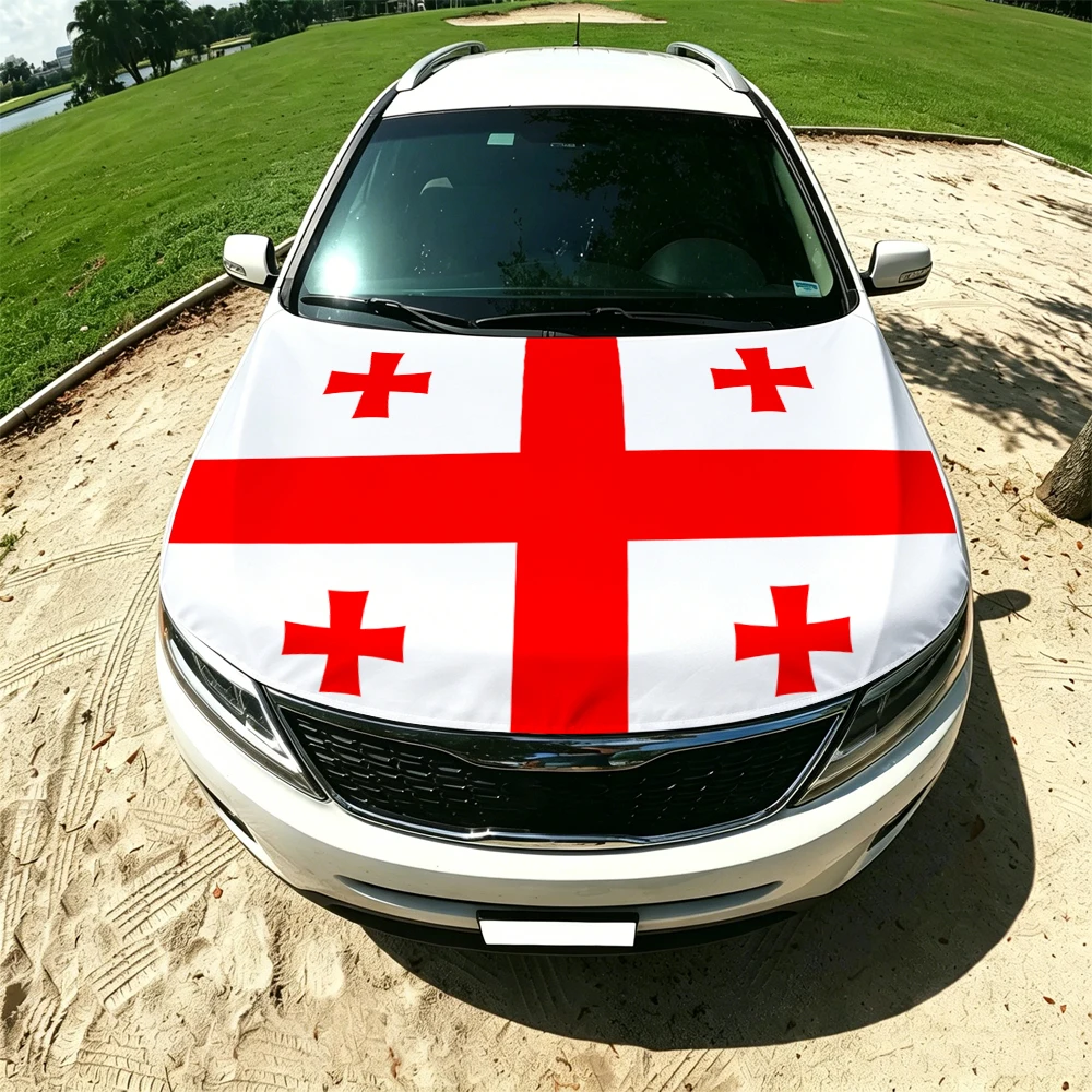 130x160cm Eswatini Car Hood Cover Flag, Elastic Windproof Patriotic Bonnet Banner Cheer for the competition