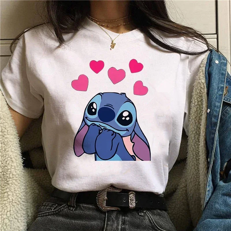 

Funny Kawaii Shirt Disney Lilo Stitch Cartoon Fashion T Shirt Stitch Cute Manga T-shirt Y2k Graphic Tshirt Top Tee Clothes