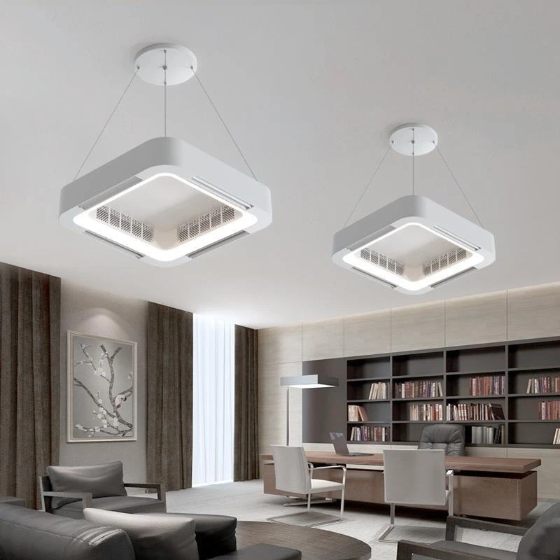 Postmodern Square Invisible Bladeless Fan LED Ceiling Lamps Minimalist Mute Home Accessories Bedroom Study Living Room Lighting