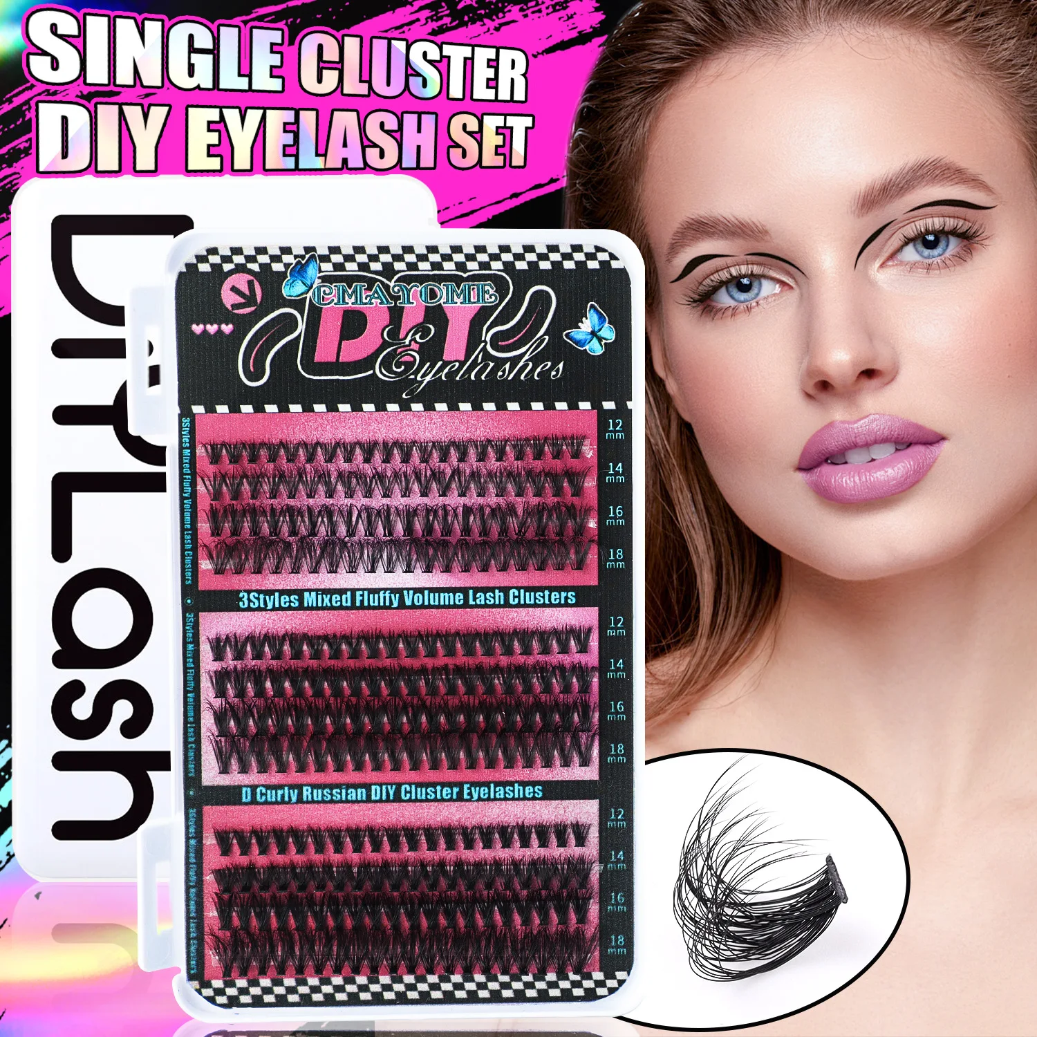 DIY Single Cluster Hair 456 Clusters Large Capacity Family Photo Eyelash Book D Curve Single Cluster Mixed False Eyelashes