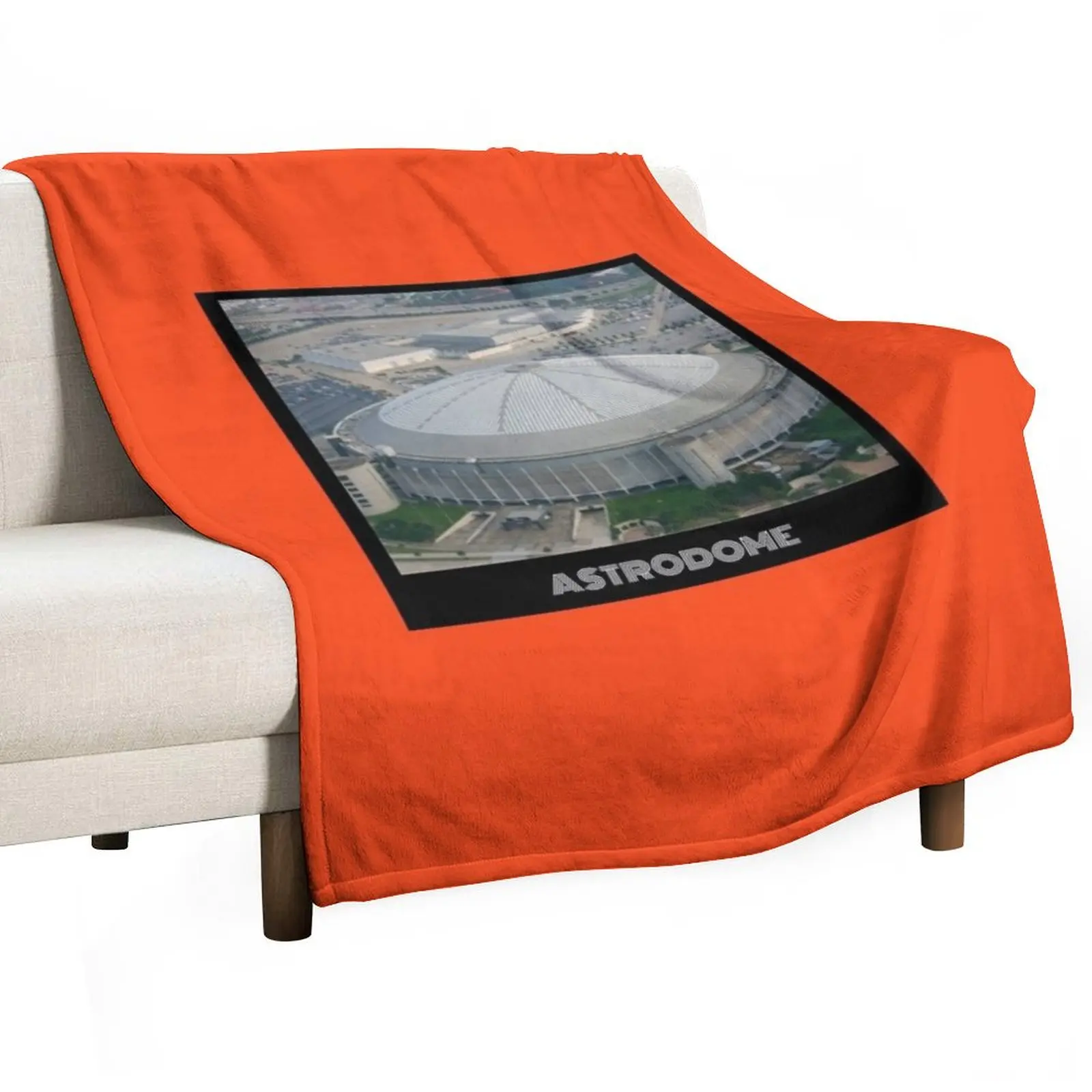 Astrodome Exterior- Orange Throw Blanket Camping Tourist Retros Blankets