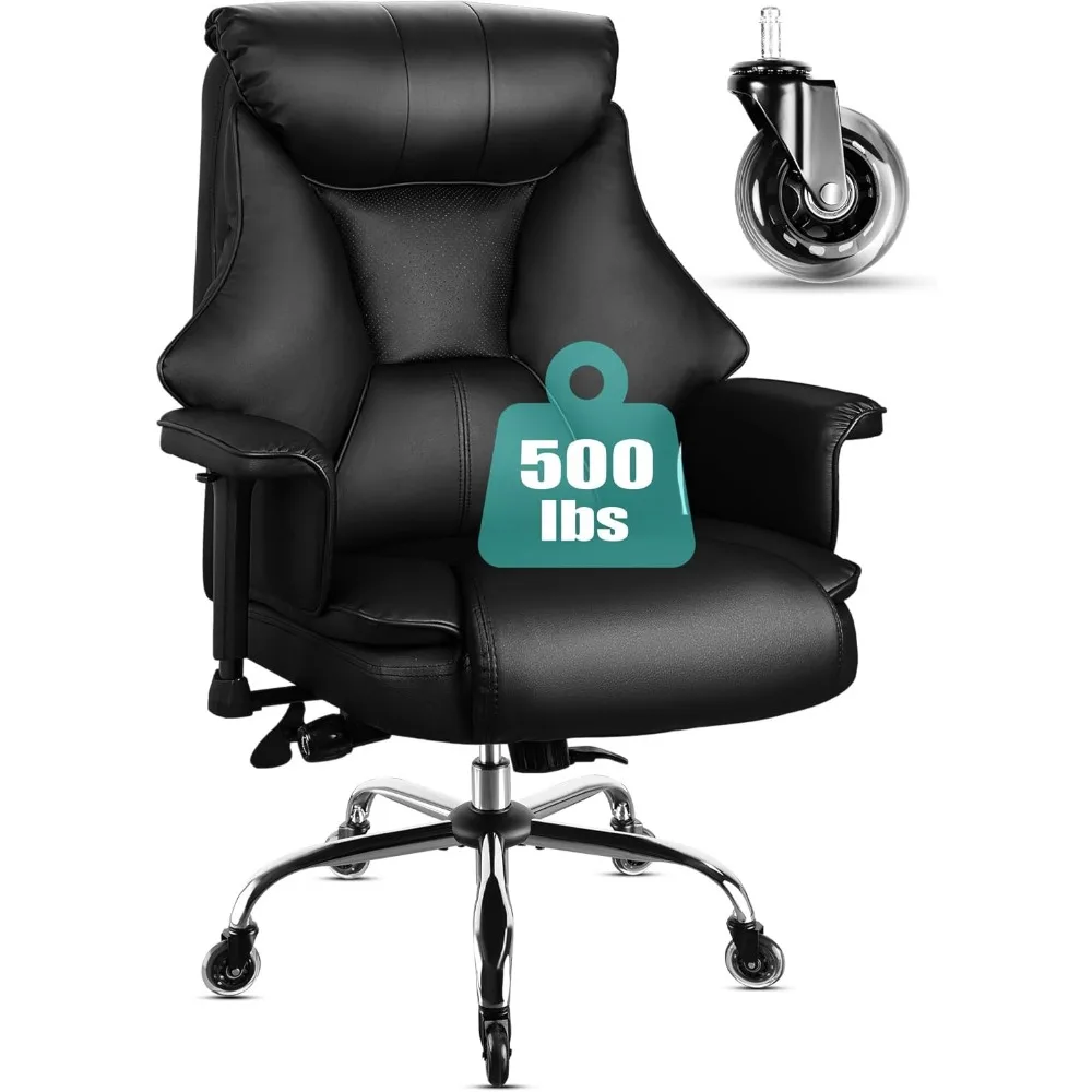 

Black Big and Tall Office Chair 500 lbs for Heavy People, Large Heavy Duty Reclining Chair Plus Size Ergonomic Desk Chair with A